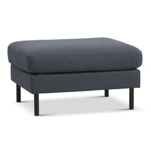 Ask puf, rektangulr - navy bl polyester stof og sort metal (85x70)