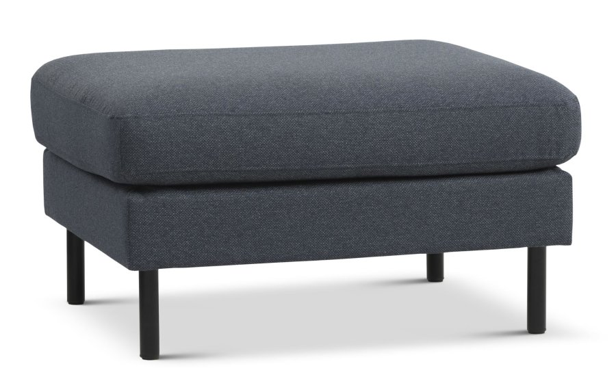 Ask puf, rektangulr - navy bl polyester stof og sort metal (85x70)