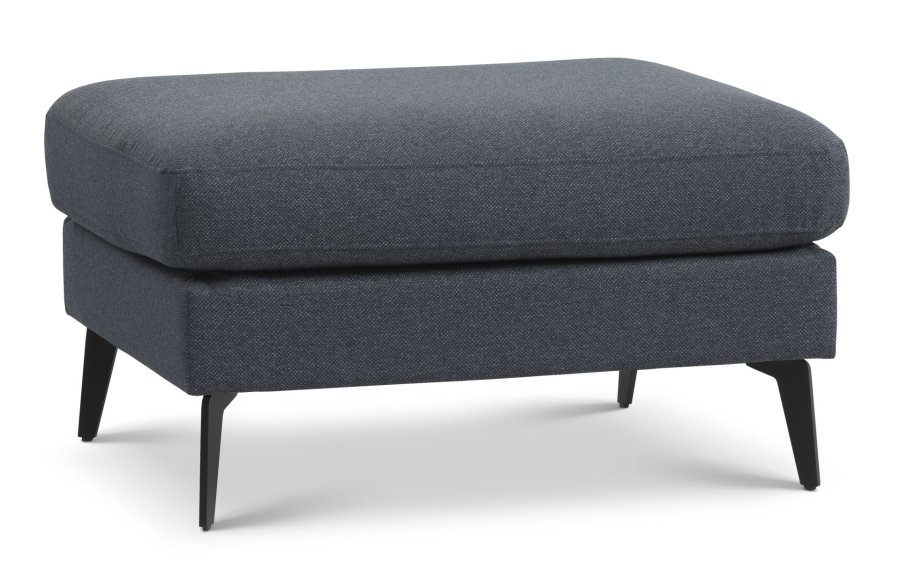 Ask puf, rektangulr - navy bl polyester stof og Eiffel ben (85x70)