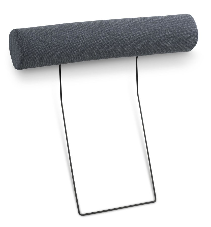 Kopfstütze aus Esche – marineblaues Polyestergewebe und schwarzes Metall