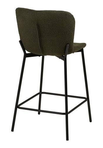 HOUSE NORDIC Maceda counterstol, m. rygl�n og fodst�tte - gr�n boucl� og sort st�l