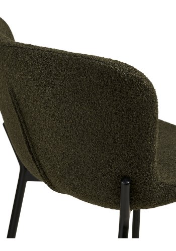 HOUSE NORDIC Maceda counterstol, m. rygl�n og fodst�tte - gr�n boucl� og sort st�l
