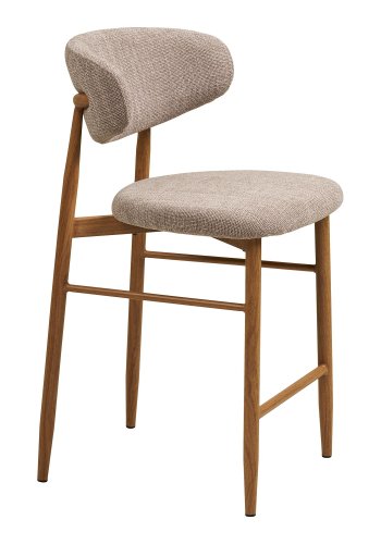 HOUSE NORDIC�Levanto counterstol, m. rygl�n og fodst�tte - sand polyester og natur tr�look st�l