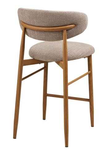 HOUSE NORDIC�Levanto counterstol, m. rygl�n og fodst�tte - sand polyester og natur tr�look st�l