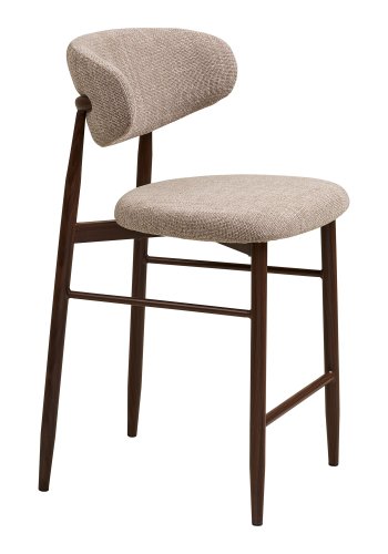 HOUSE NORDIC�Levanto counterstol, m. rygl�n og fodst�tte - sand polyester og valn�d tr�look st�l