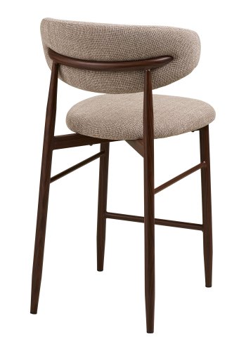 HOUSE NORDIC�Levanto counterstol, m. rygl�n og fodst�tte - sand polyester og valn�d tr�look st�l