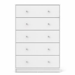 May kommode - hvid, m. 5 skuffer