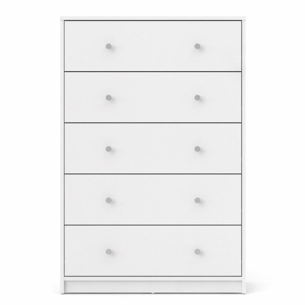 May kommode - hvid, m. 5 skuffer