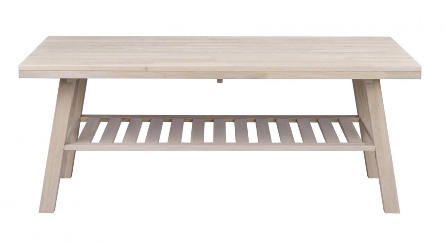 ROWICO Brooklyn salongbord - hvitpigmentert eik m. 1 hylle (130x75)