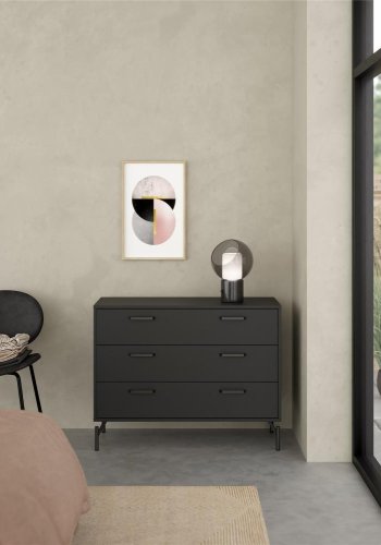 TVILUM Dana Chest med 3 skuffer, Matt Black, 98,7 x 39,8 x 76,6 cm
