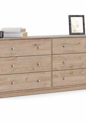 TVILUM May dobbelt kommode, m. 6 skuffer - natur folie og plastik