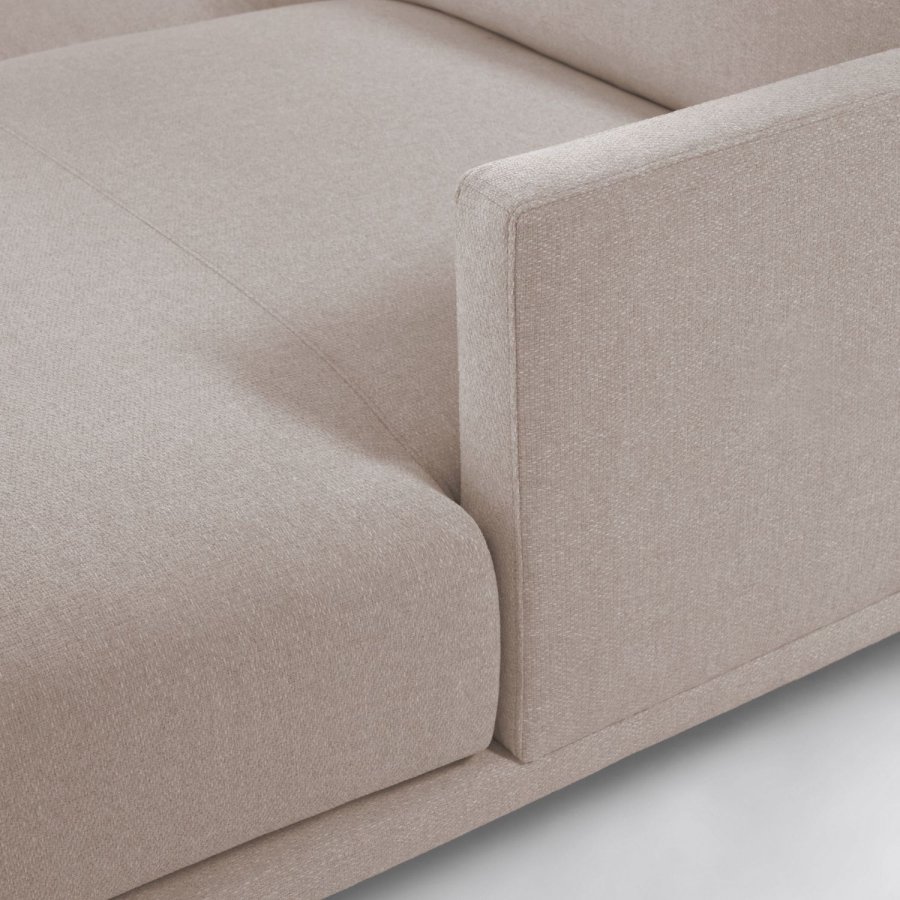 KAVE HOME Galene 3-manns sofa, med hyre sjeselong - beige resirkulerte fibre og jern
