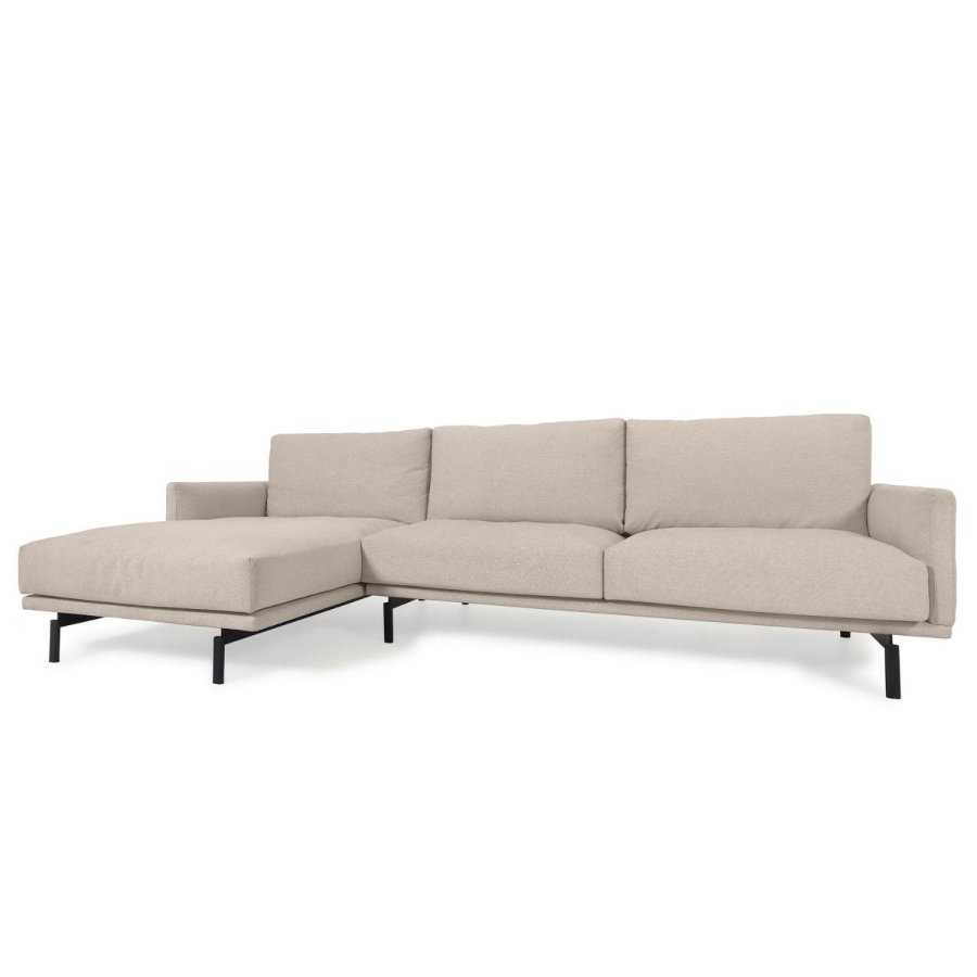KAVE HOME Galene 3-manns sofa, med venstre sjeselong - beige resirkulerte fibre og jern