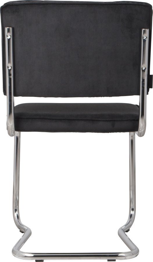 ZUIVER Ridge Rib Kink spisestuestol, stablebar - svart flyel og slvkrom