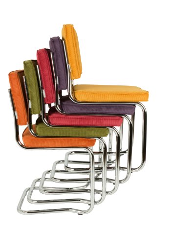 ZUIVER Ridge Rib Kink spisestuestol, stablebar - svart flyel og slvkrom