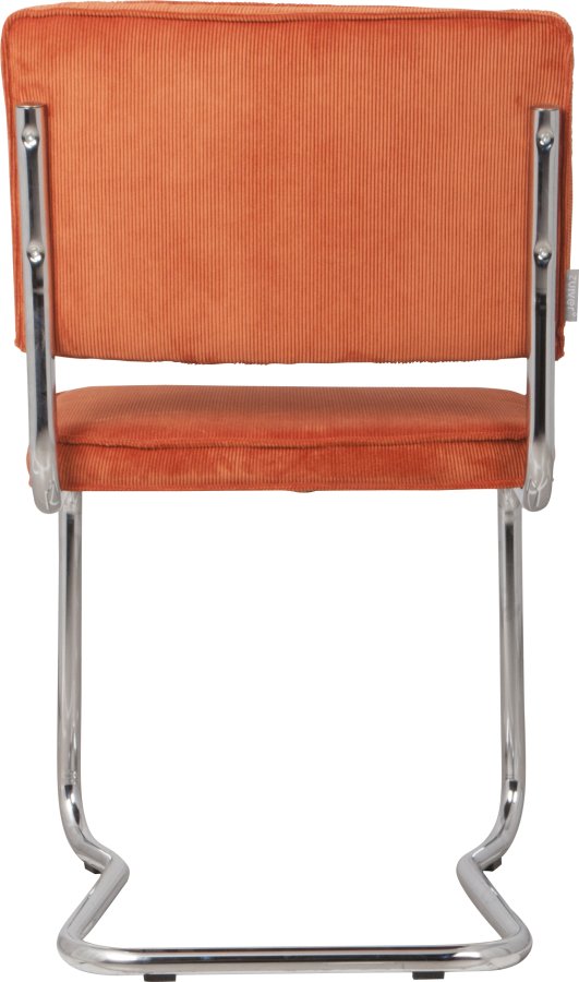 ZUIVER Ridge Rib Kink spisebordsstol, stablebar - oransje flyel og slvkrom
