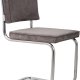 ZUIVER Ridge Rib Kink spisestuestol, stablebar - gr flyel og slvkrom