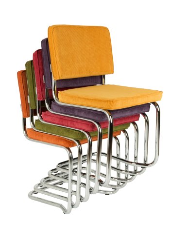 ZUIVER Ridge Rib Kink spisestuestol, stablebar - gr flyel og slvkrom