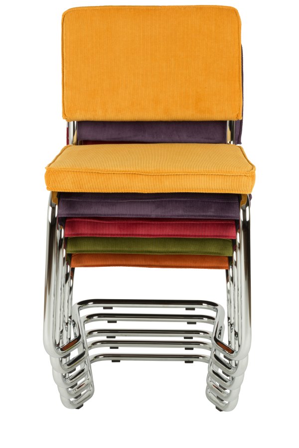 ZUIVER Ridge Rib Kink spisestuestol, stablebar - bl flyel og slvkrom