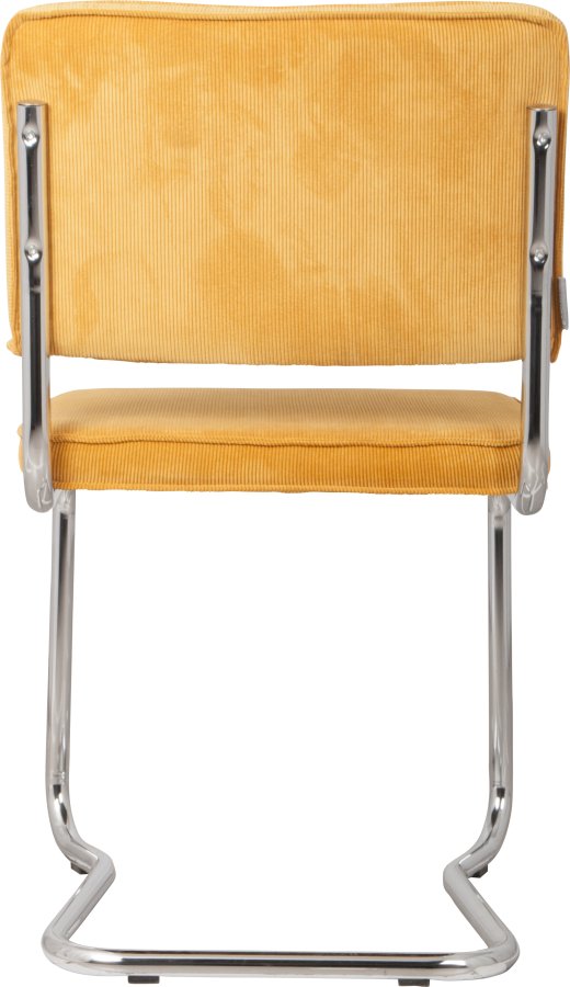 ZUIVER Ridge Rib Kink spisebordsstol, stablebar - gul flyel og slvkrom