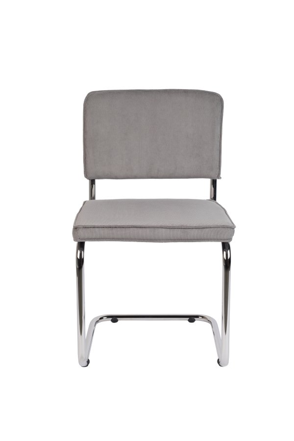 ZUIVER Ridge Rib spisestuestol - lysegr flyelspolyester og slvkrom