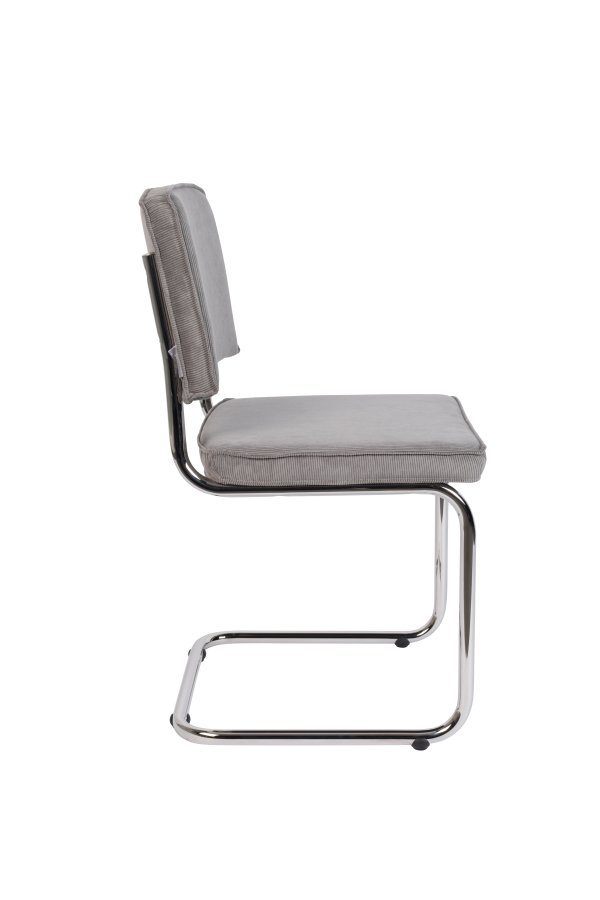 ZUIVER Ridge Rib spisestuestol - lysegr flyelspolyester og slvkrom