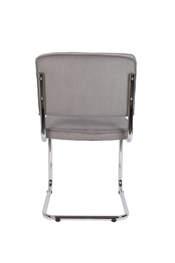 ZUIVER Ridge Rib spisestuestol - lysegr flyelspolyester og slvkrom