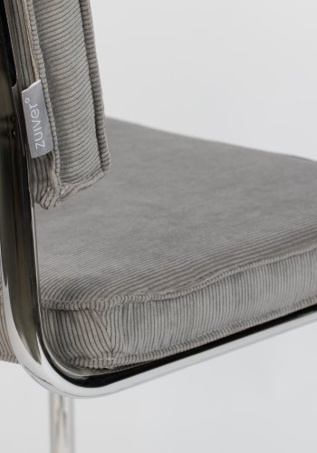 ZUIVER Ridge Rib spisestuestol - lysegr flyelspolyester og slvkrom