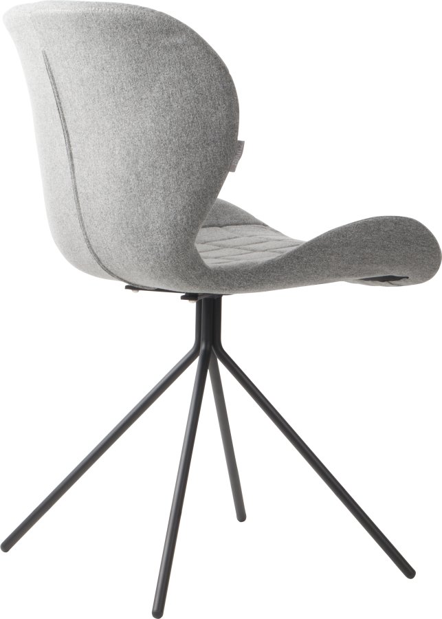 ZUIVER OMG spisestuestol - lys gr polyester og svart jern