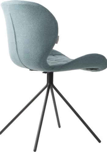 ZUIVER OMG spisestuestol - bl polyester og svart jern