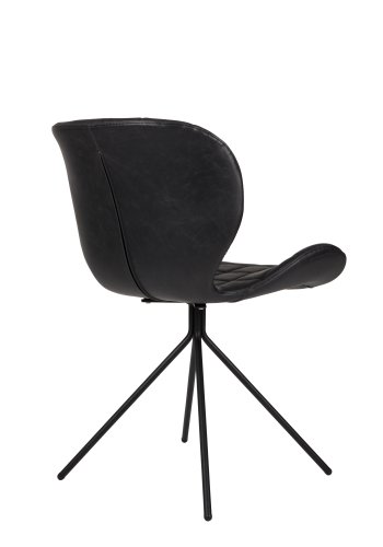 ZUIVER OMG LL spisestuestol - sort PU og svart jern