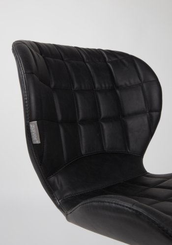 ZUIVER OMG LL spisestuestol - sort PU og svart jern