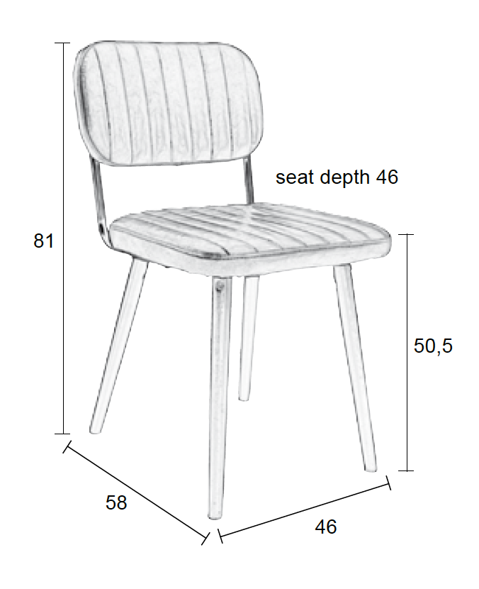 WHITE LABEL LIVING Jake Worn spisestuestol - brunt kunstskinn og eik