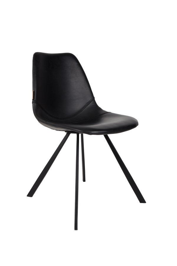 DUTCHBONE Franky Esszimmerstuhl - schwarzes PU und schwarzer Stahl