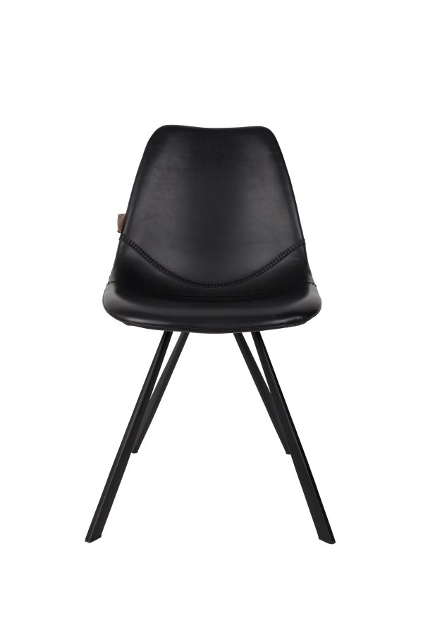 DUTCHBONE Franky Esszimmerstuhl - schwarzes PU und schwarzer Stahl