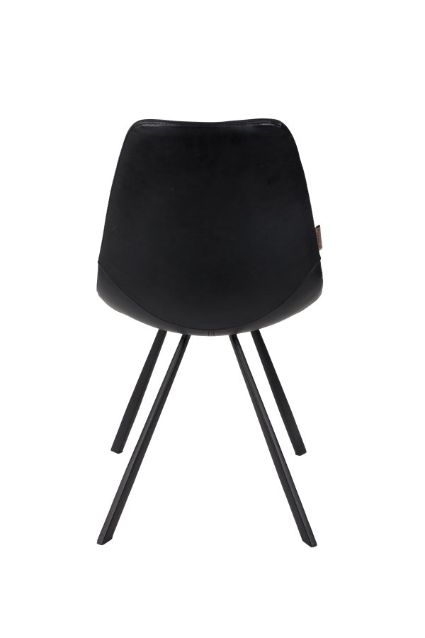 DUTCHBONE Franky Esszimmerstuhl - schwarzes PU und schwarzer Stahl