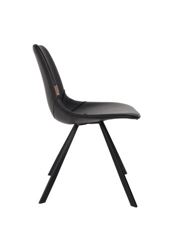 DUTCHBONE Franky Esszimmerstuhl - schwarzes PU und schwarzer Stahl