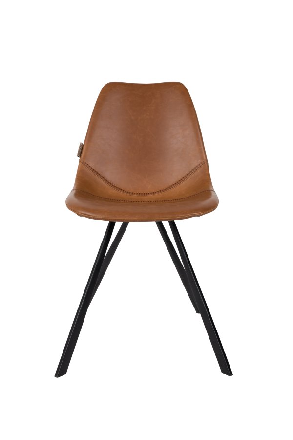 DUTCHBONE Franky Esszimmerstuhl - braunes PU und schwarzer Stahl
