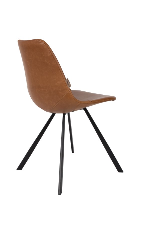 DUTCHBONE Franky Esszimmerstuhl - braunes PU und schwarzer Stahl
