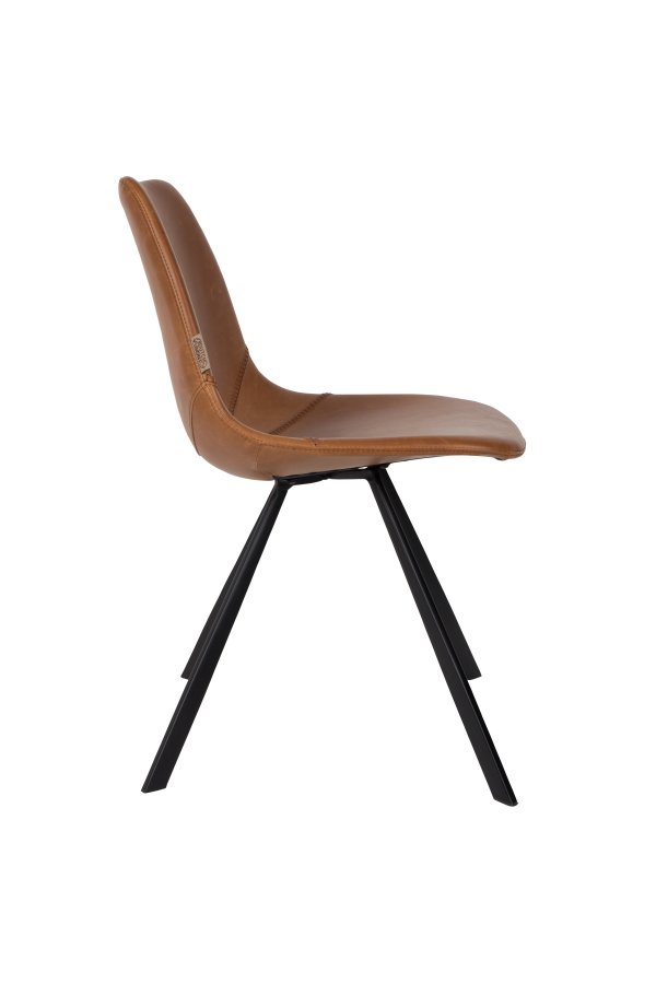 DUTCHBONE Franky Esszimmerstuhl - braunes PU und schwarzer Stahl