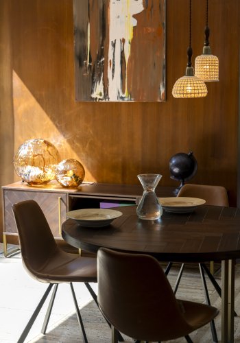 DUTCHBONE Franky Esszimmerstuhl - braunes PU und schwarzer Stahl