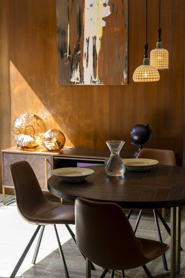 DUTCHBONE Franky Esszimmerstuhl - braunes PU und schwarzer Stahl