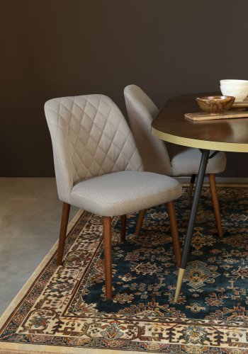 WHITE LABEL LIVING Conway spisebordstol - beige stoff og bketre