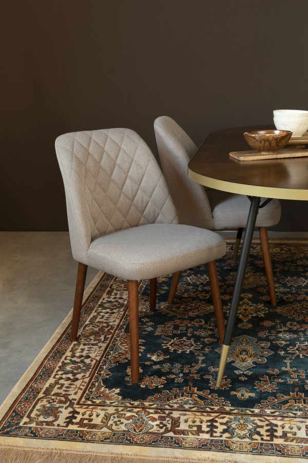 WHITE LABEL LIVING Conway spisebordstol - beige stoff og bketre