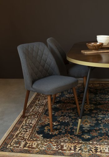 WHITE LABEL LIVING Conway spisebordstol - mrkegrtt stoff og bketre