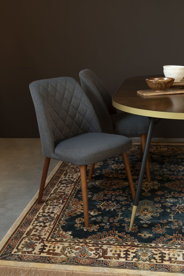 WHITE LABEL LIVING Conway spisebordstol - mrkegrtt stoff og bketre