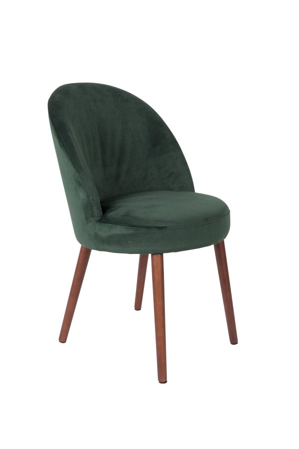 DUTCHBONE Barbara spisebordstol - grnt polyesterstoff og brunt bketre