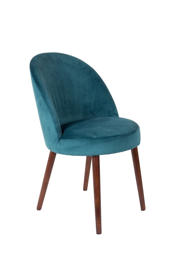 DUTCHBONE Barbara spisebordstol - grnt flyelsstoff og brunt bketre