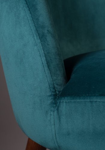 DUTCHBONE Barbara spisebordstol - grnt flyelsstoff og brunt bketre