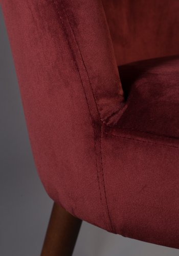 DUTCHBONE Barbara spisebordstol - rdt flyelsstoff og brunt bketre